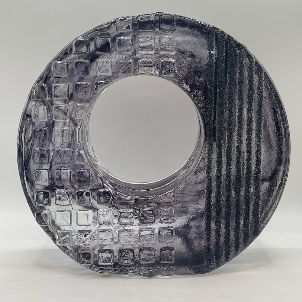 Purple Art Glass Paperweight Caithness Scotland.  Artist Signed. Sarah Peterson